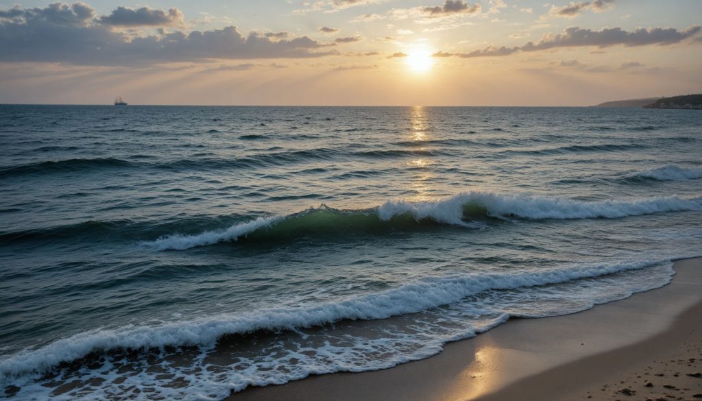 Low sun over the sea.